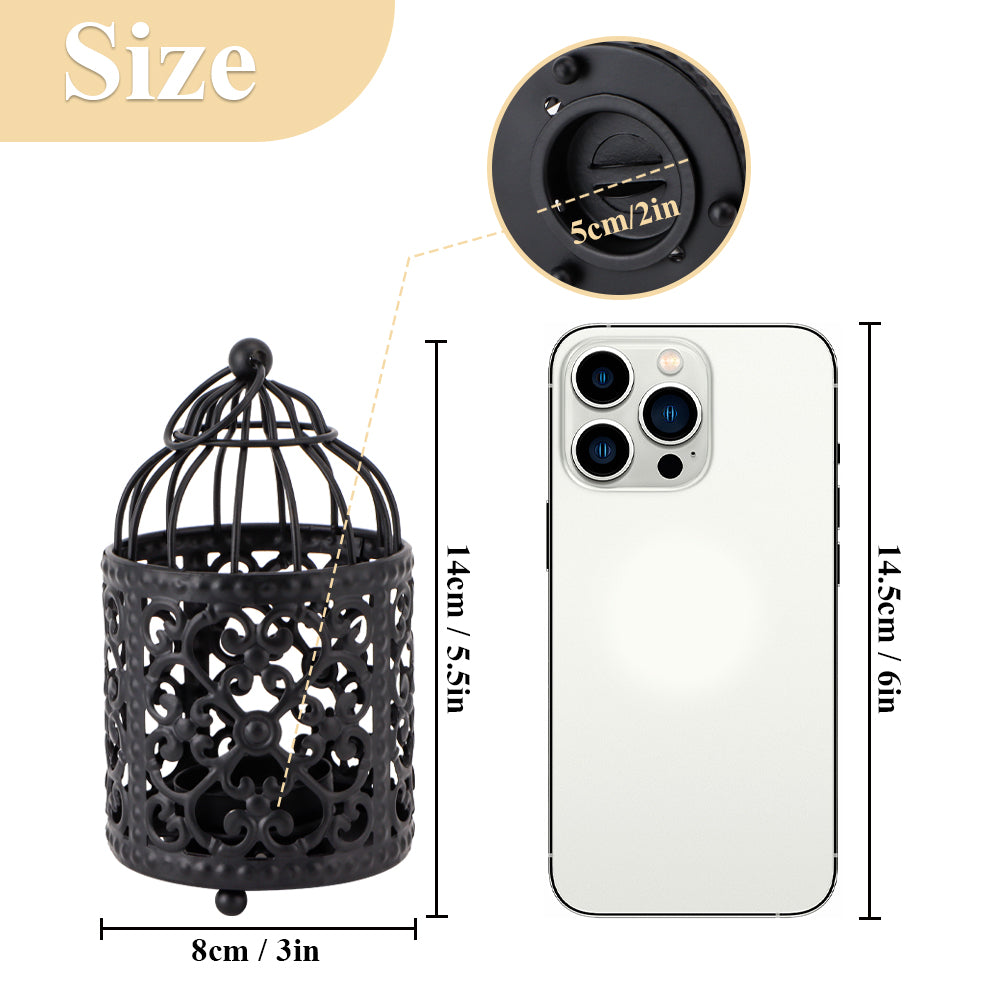 6 Pack Small Metal Candle Holder(Black)-3