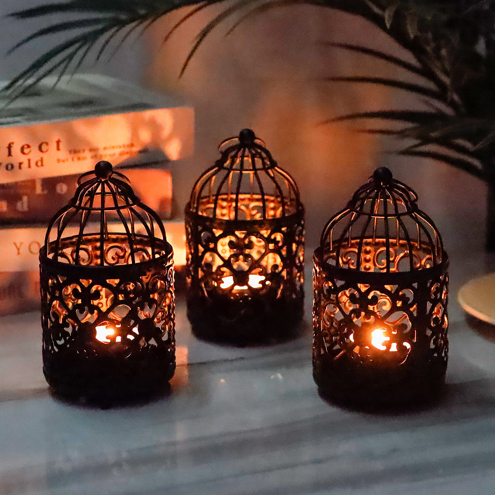 6 Pack Small Metal Candle Holder(Black)-2