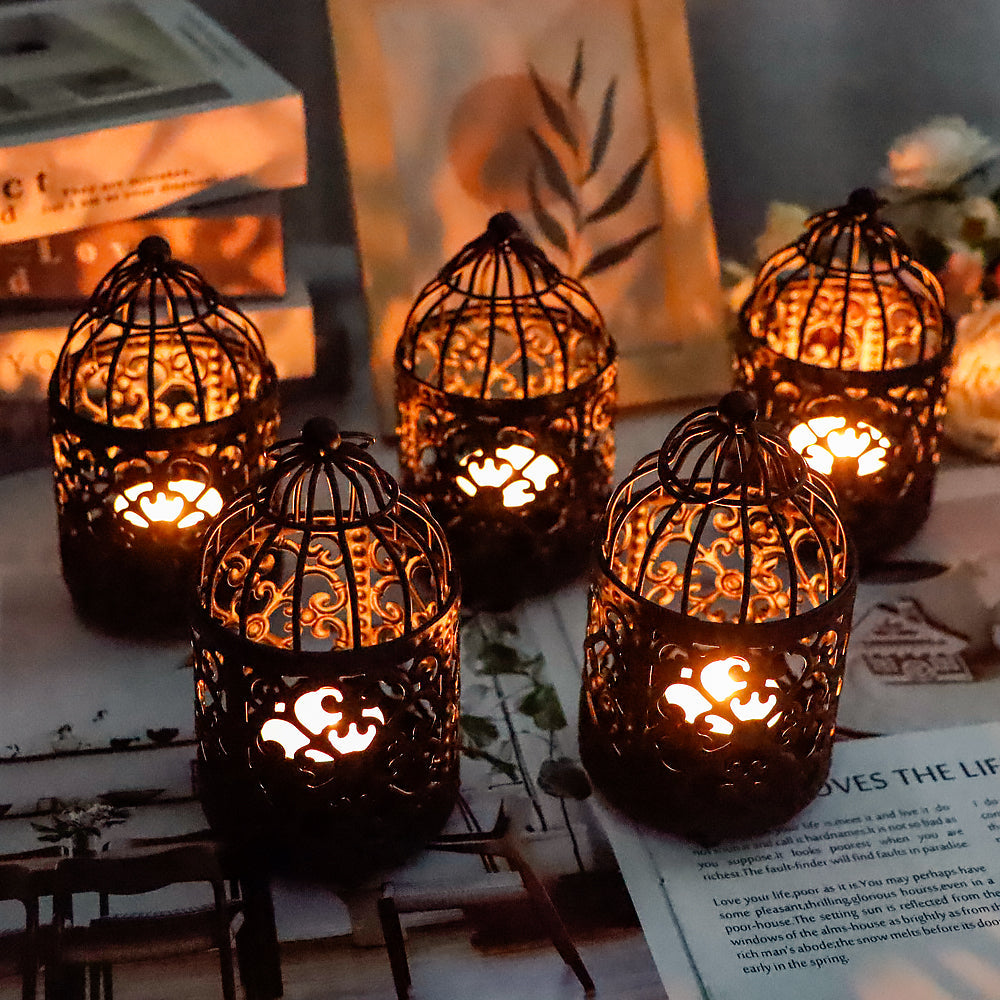6 Pack Small Metal Candle Holder(Black)-1