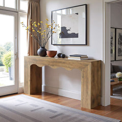 63 Inches Intricately Designed Walnut Console Table-1
