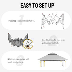 13x13 Grey Pop Up Gazebo Canopy Tent with Wheeled Bag-3