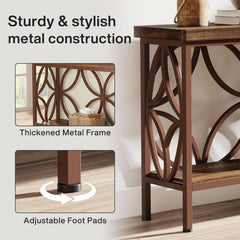 70.9-Inch Narrow Brown Industrial Storage Console Table-3