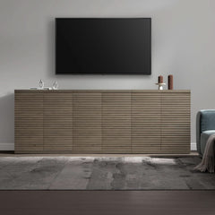Modern Buffet Cabinet With Wave Panel Doors Large Storage-1