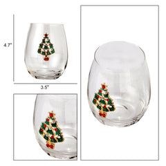Stemless Christmas Tree Wine Glasses - Set of 2-1
