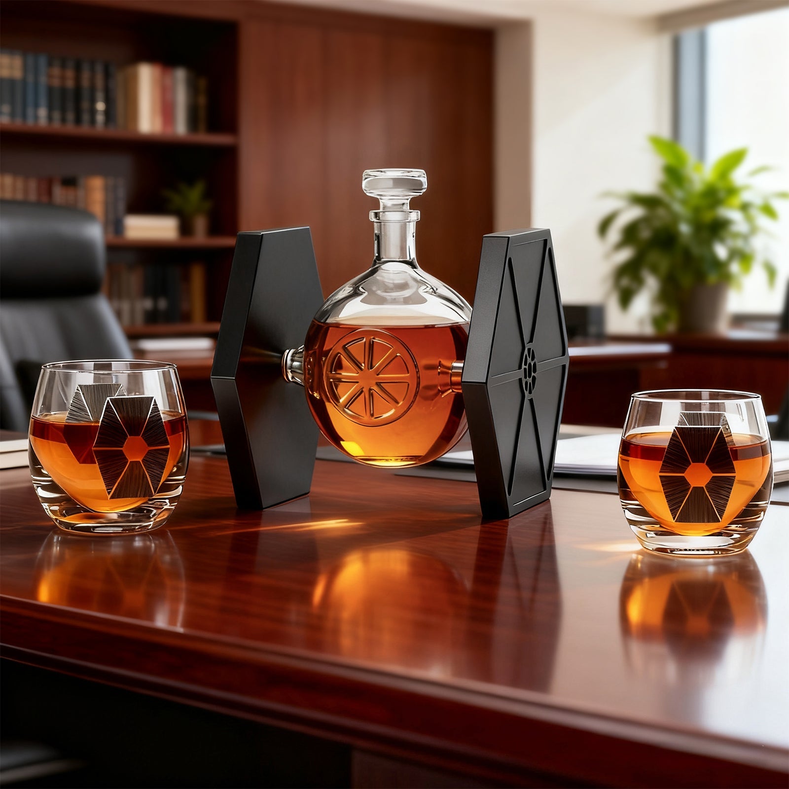 Dark Nova Interceptor Decanter Set | Handmade Glass | 17 Oz-3