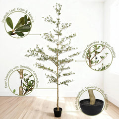 7' Realistic Light-Filled Artificial Olive Tree Plant for Indoor Decor