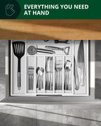 Silverware Drawer Organizer, White (9 Slots)-3