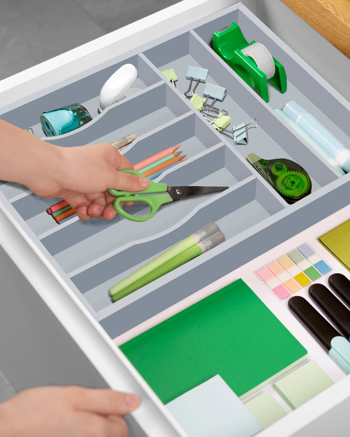 Basic Silverware Drawer Organizer, Gray-4