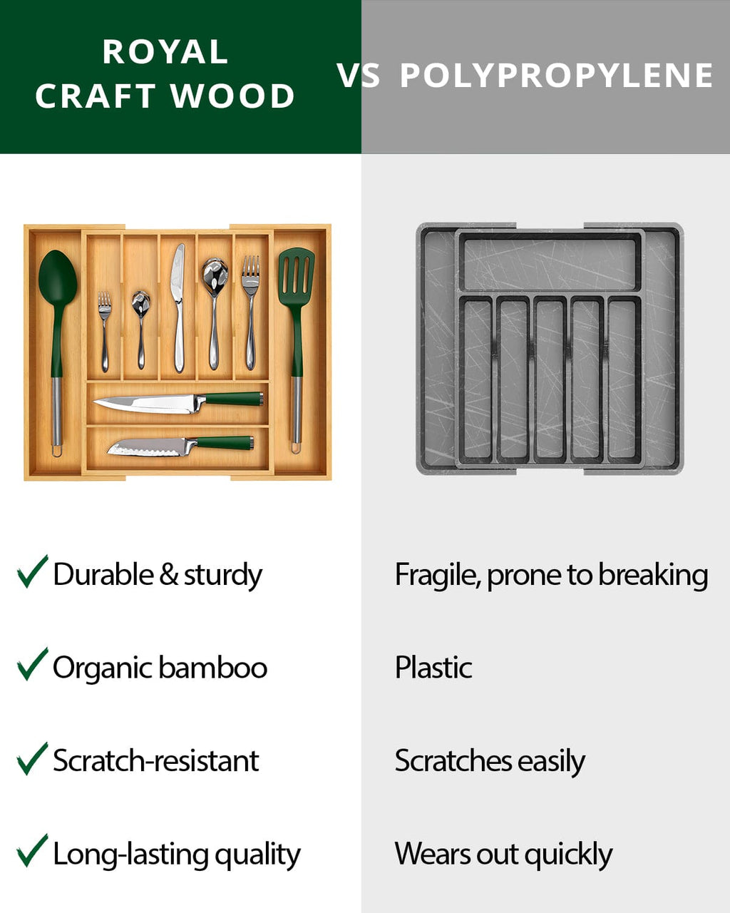 Silverware Drawer Organizer, Natural (9 Slots)-3