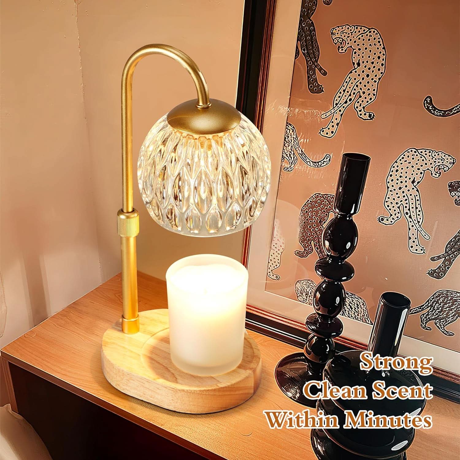 Goldtone Candle Warmer Lamp With Programmable Timer-4