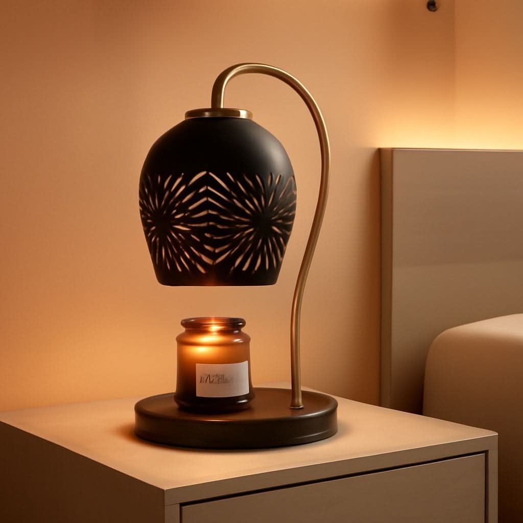 Candle Warmer Lamp Dimmable Black Hollow Lampshade