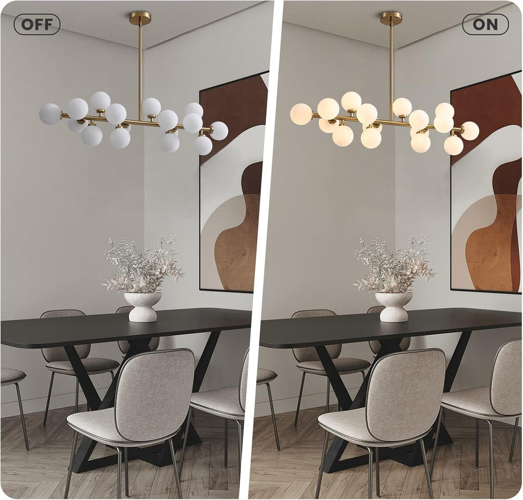 Gold Mid Century Modern Rectangle Chandelier Light-2