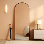 65x24Inch ExtraLarge Length Arched Floor Mirror Black-0