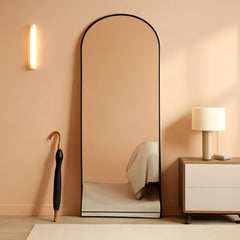 65x24Inch ExtraLarge Length Arched Floor Mirror Black-0