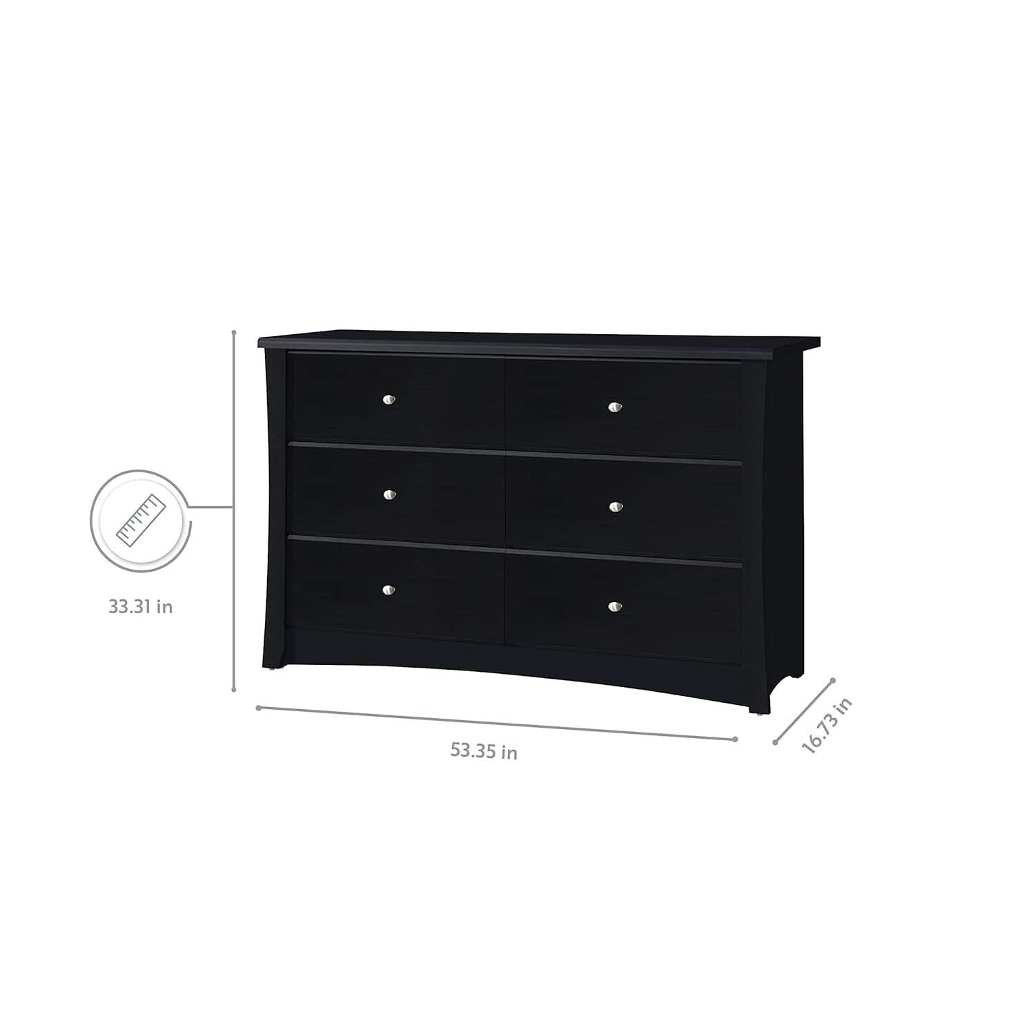 Crescent 6 Drawer Double Dresser Black GREENGUARD Gold-2