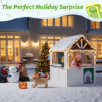 Natural Cedar Outdoor Kids Playhouse With Kitchenette-3