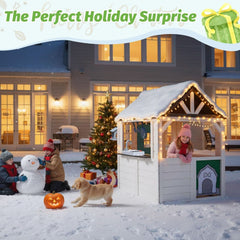 Natural Cedar Outdoor Kids Playhouse With Kitchenette-3