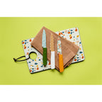 3 Piece Printed Knife Set with Sheaths, Orange Zest-0