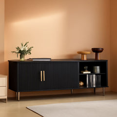 Black 65 Inch Television Stand Entertainment Center-0