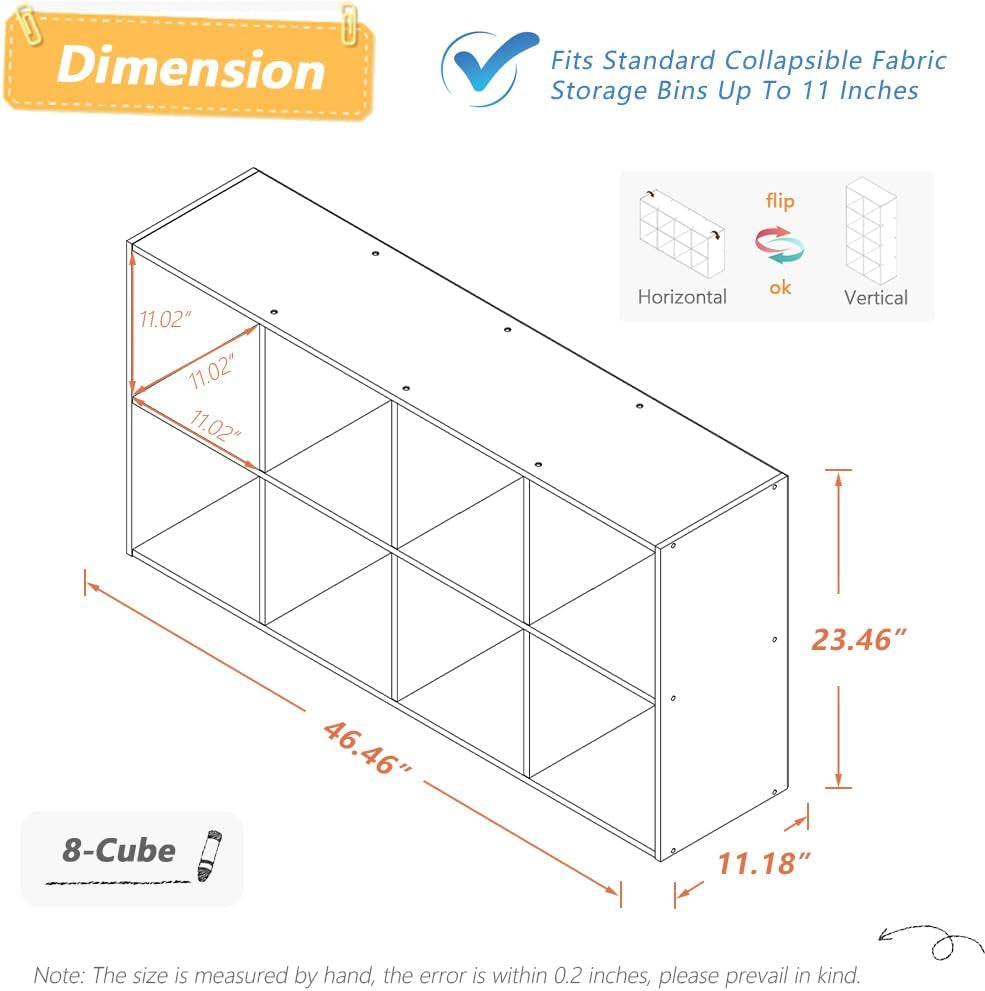 Eight Cube Organizer Bookcase Stackable Open Shelf Oak-1