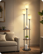 70.9Inch Floor Lamp With Rustic Shelving Unit Storage-0