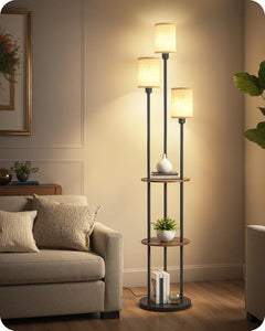 70.9Inch Floor Lamp With Rustic Shelving Unit Storage-0