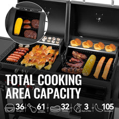 Combo Grill With Offset Smoker 1020 Square In Cooking Area-2