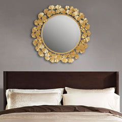 Round Wall Mirror 30.5 Inch Iron Eden Gold For Living Room-2