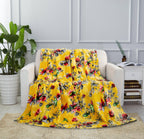 DaDa Bedding Yellow Farmhouse Rustic Spring Floral Hummingbirds Soft Fleece Throw Blanket (925)