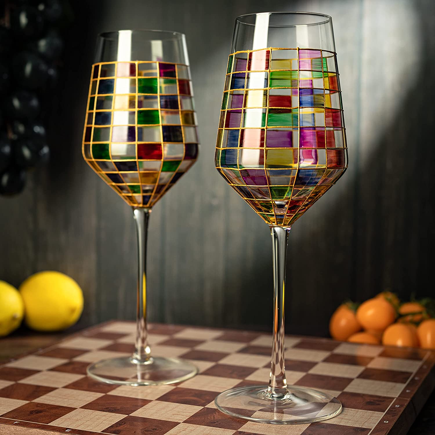 Renaissance Stained Wine Glasses Set of 2 (Stemmed)-2