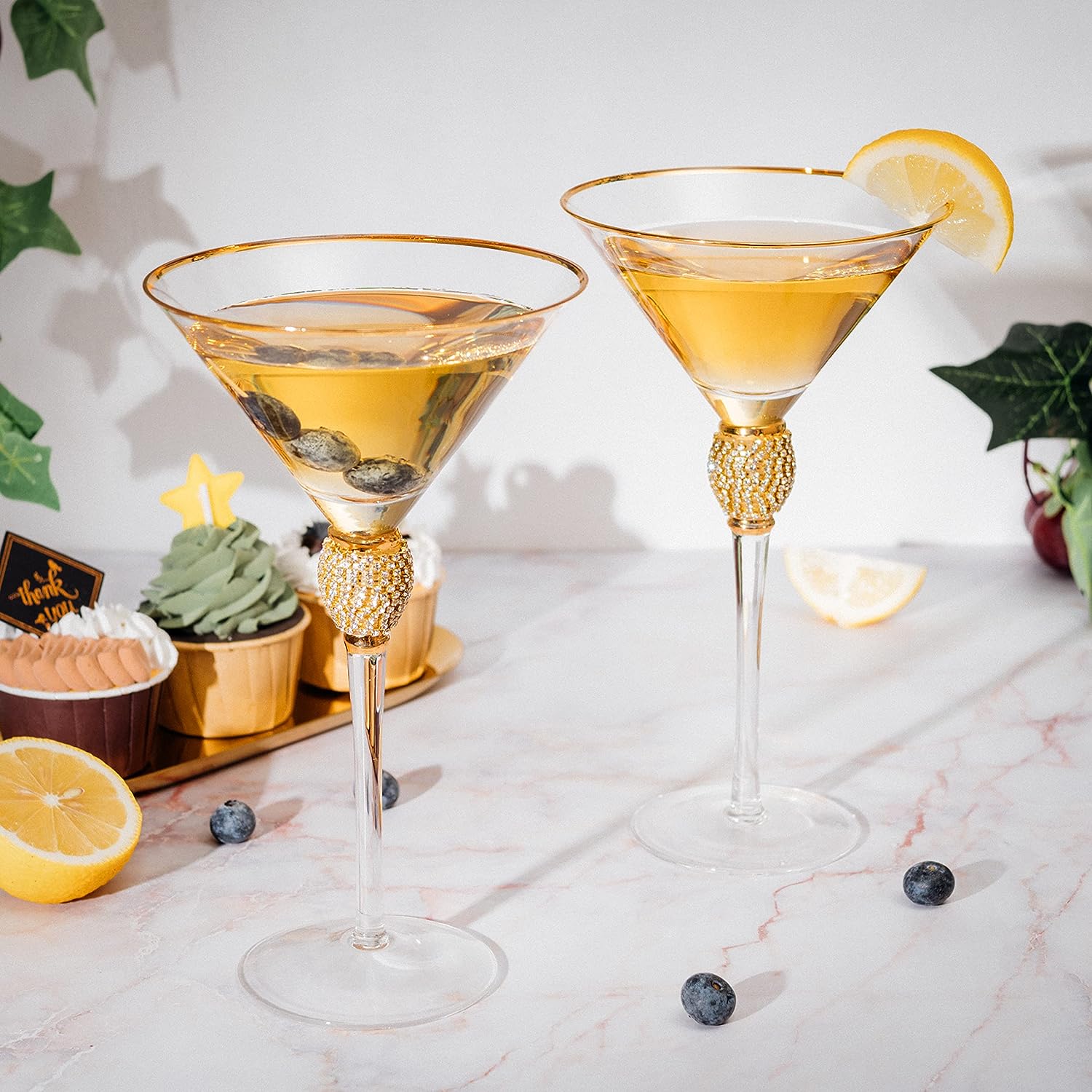 Diamond Collection 2 Piece Stemmed Martini Set-3
