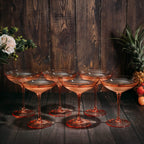 Colored Vintage Glass Coupes 12oz (6, Orange)-2