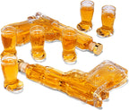 Pistol & Shotglasses Decanter Party Serving Holster Set-3