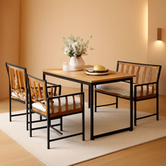 4 Piece Patio Dining Set With 47 Inch Acacia Table-4