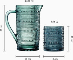 Hobnail Beaded Pitcher & Tumbler Glasses Set | Set of 6