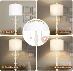 Tall Natural Wood Floor Lamp 65  Point Five Inches Linen Shade-2