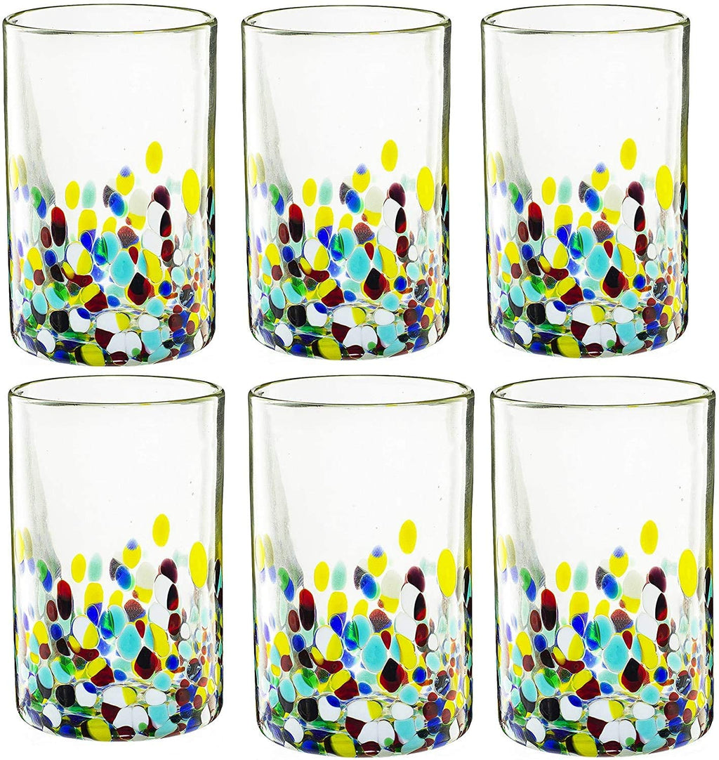 Hand Blown Mexican Drinking Glasses – Set of 6 (Climbing Confetti)