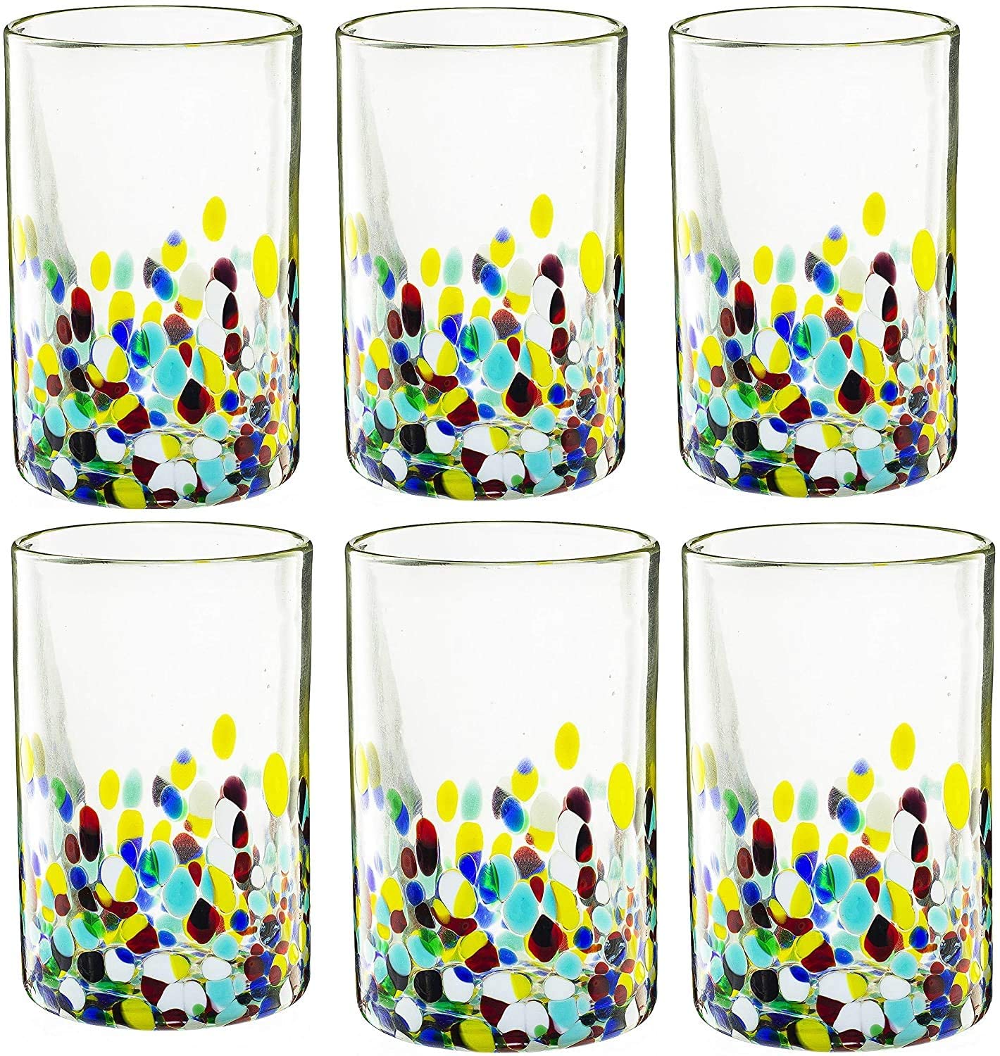Hand Blown Mexican Drinking Glasses – Set of 6 (Climbing Confetti)
