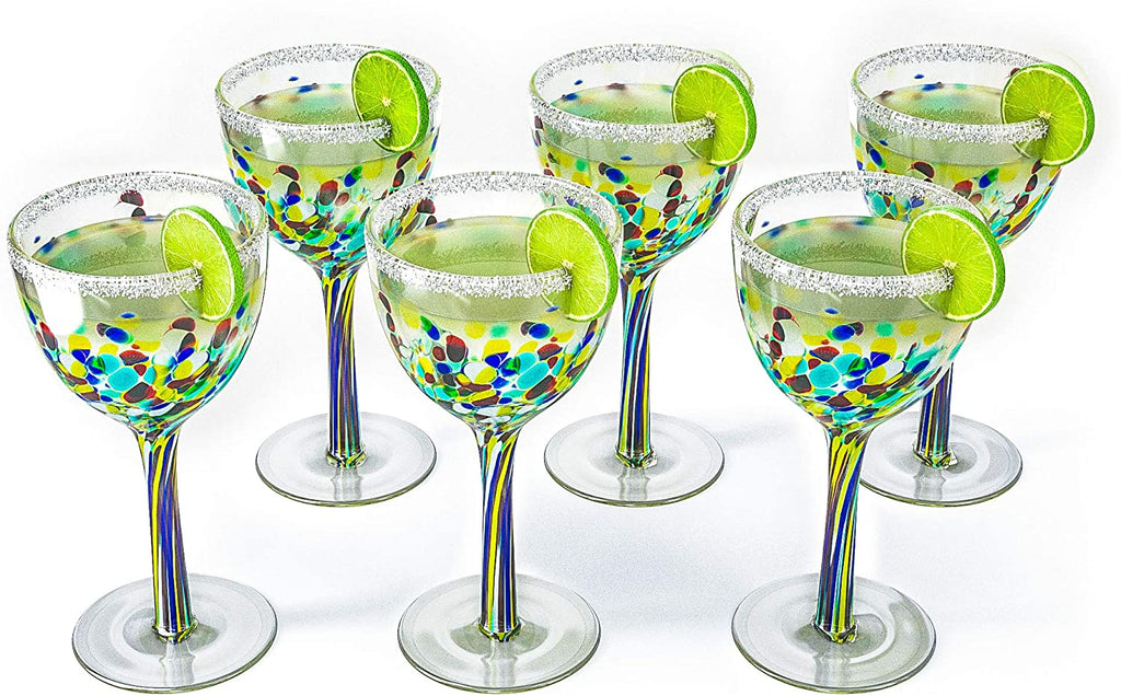 Mexican Wine Glasses Set of 6 - Confetti Wine Glasses