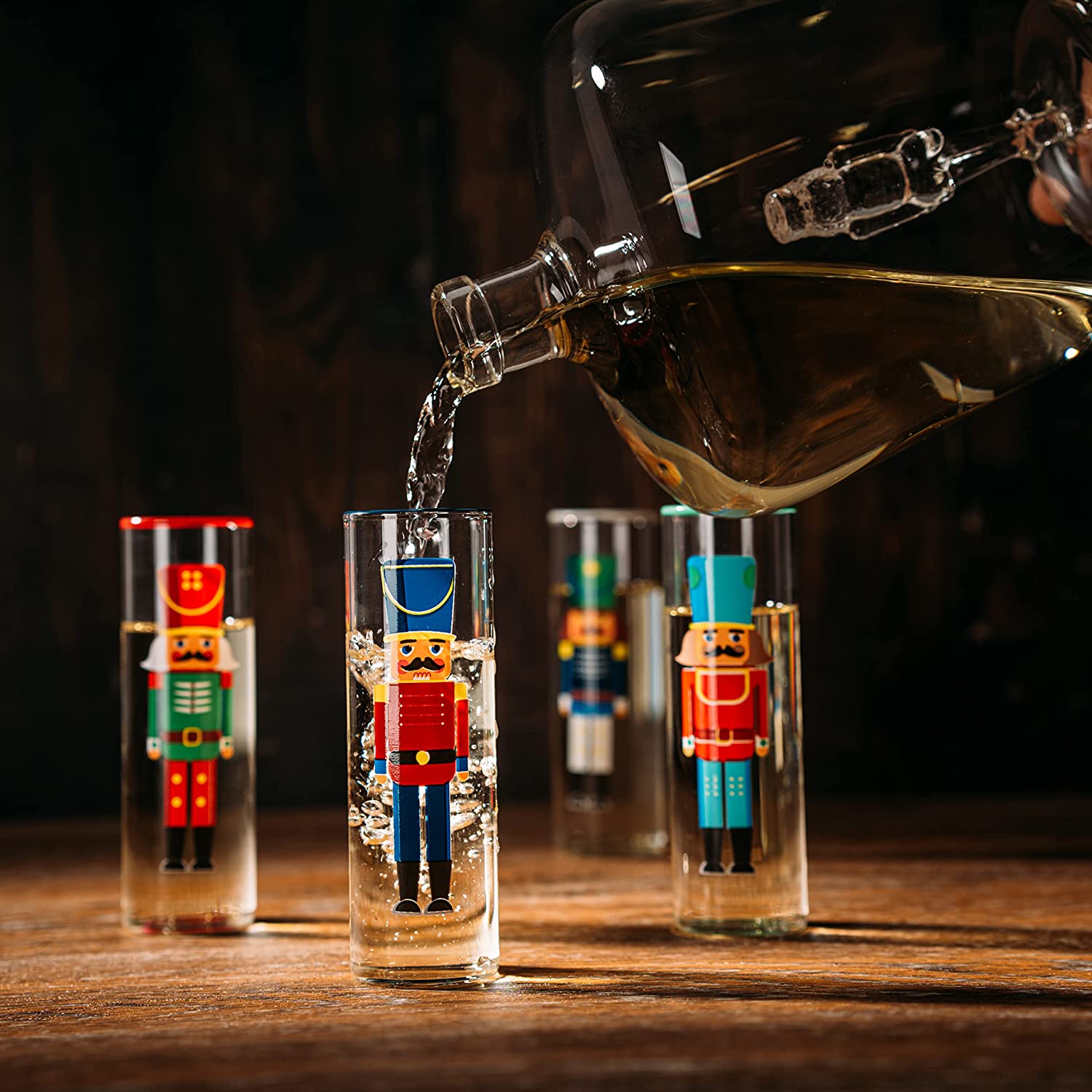 Nutcracker Decanter & Glasses, Set of 5-3