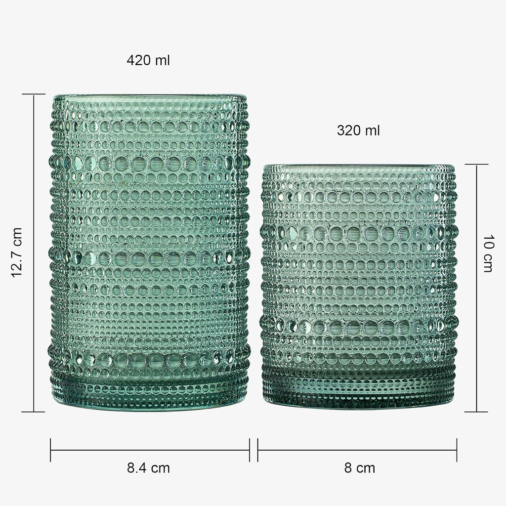 Hobnail Drinking Glasses Pastel Colored Beaded Drinking | Set of 12