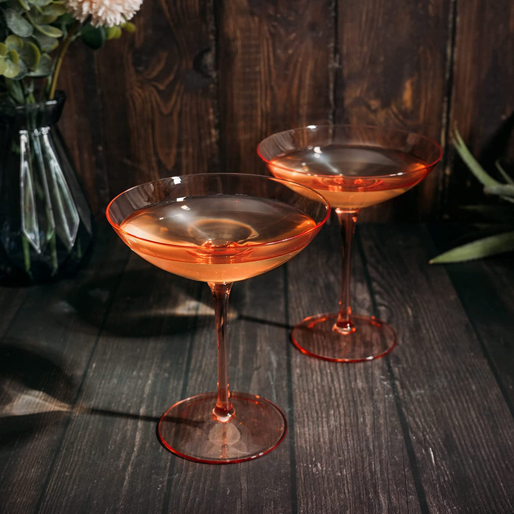 Champagne Coupes 12oz Colorful Champagne Glasses (2, Orange)