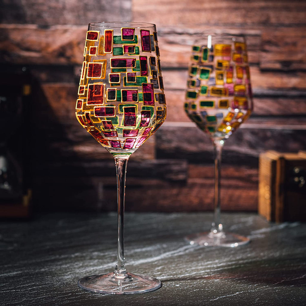 Renaissance Stained Glass Windows, (Stemmed Wine Glasses)-1