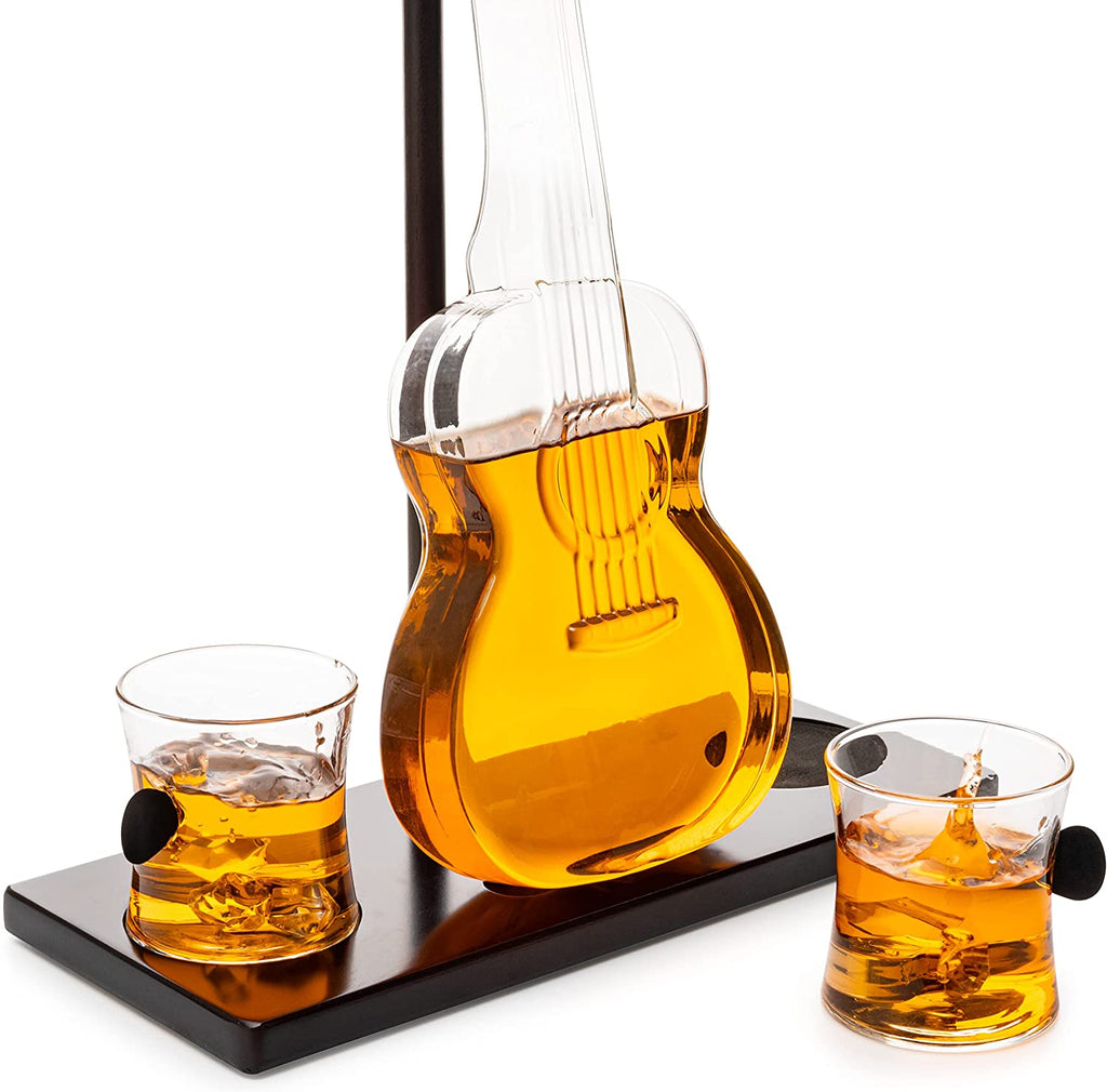 Guitar Whiskey & Wine Decanter & Mahogany Base - 1000 ML-4