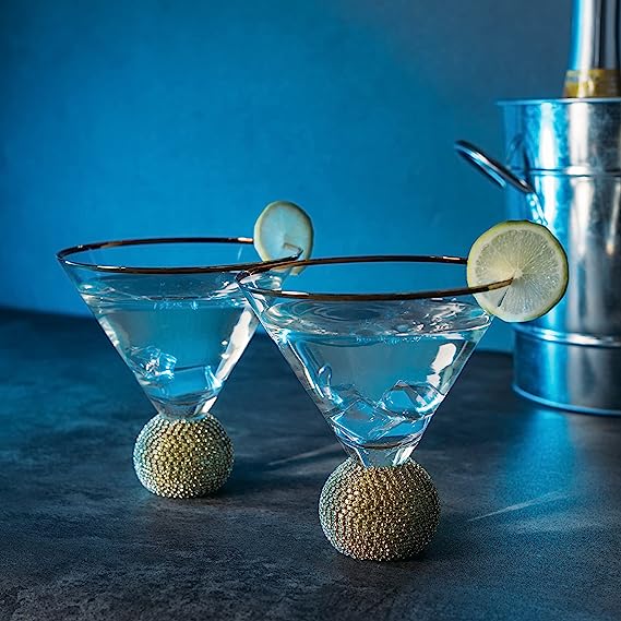 Diamond Studded Martini Glasses Set of 2-4