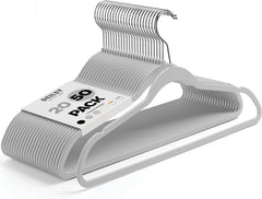 Gray Non Velvet Plastic Hanger for Closet, 50 Pack-0