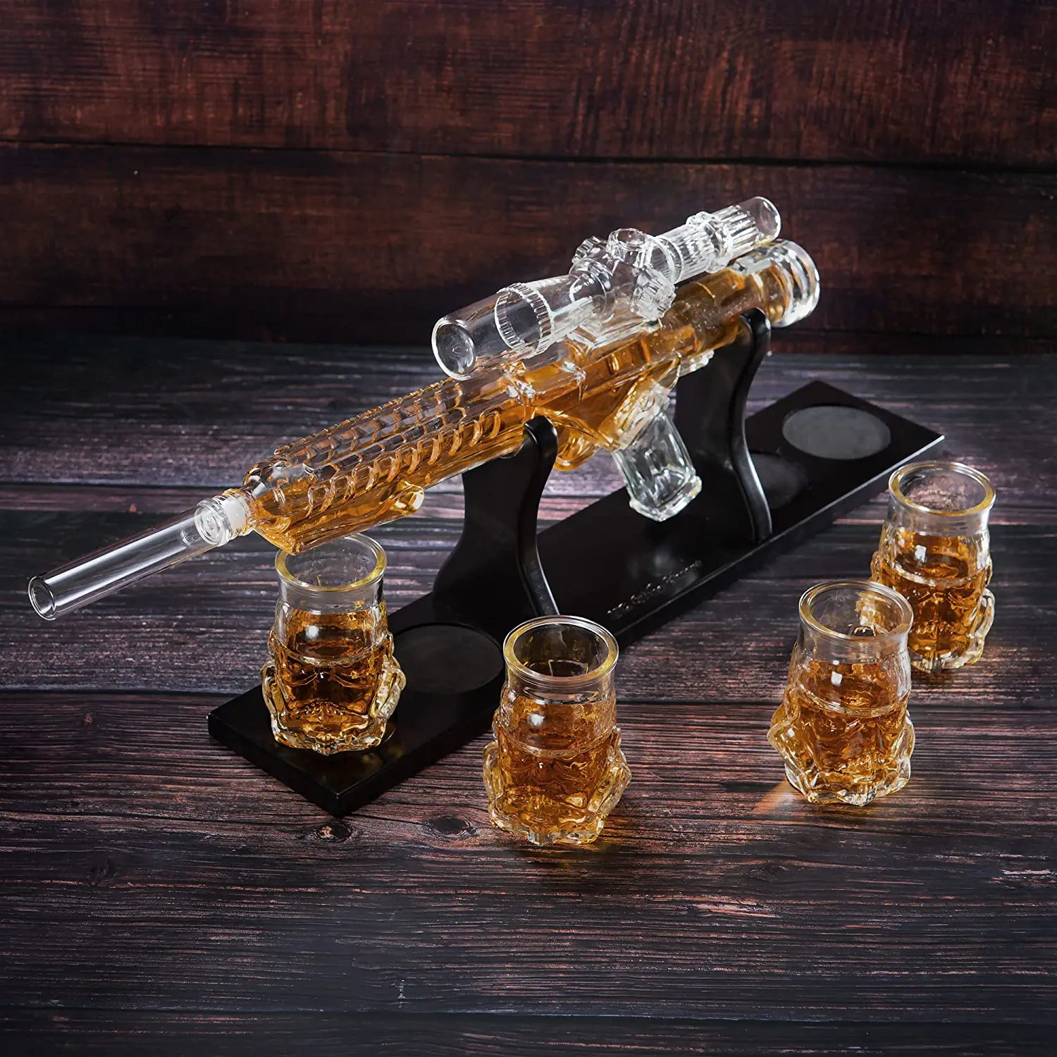 Blaster Force Gun Whiskey & Wine Decanter Set Glasses-1