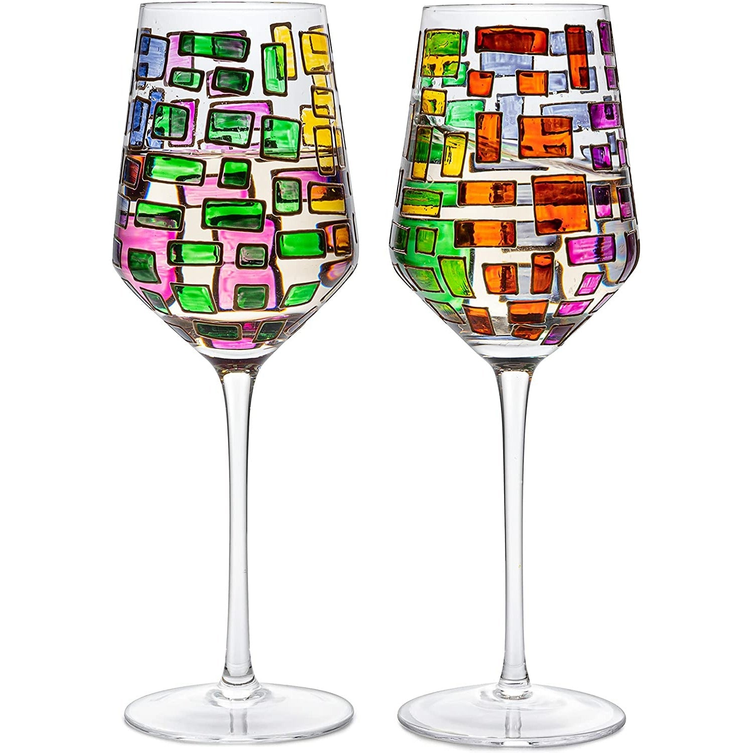 Renaissance Stained Glass Windows, (Stemmed Wine Glasses)-4
