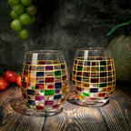 Renaissance Stained Wine Glasses Set of 2 (Stemless)