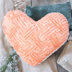 DaDa Bedding Heart Shaped Pillow Coral Peach Pink Faux Fur & Sherpa Soft Decorative Throw Pillow - 14x16 inches Coral Peach for Valentine's Day or Any Special Occasion-3